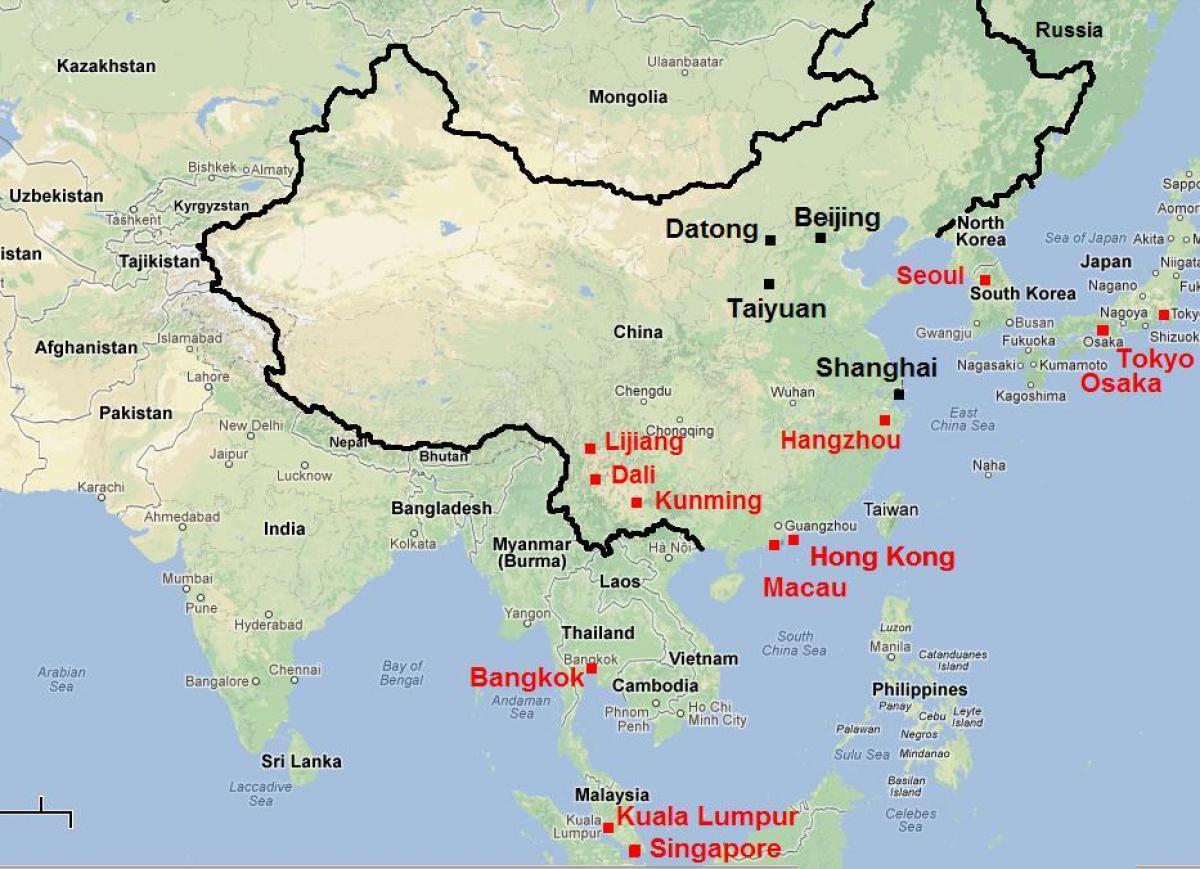 Kartta etelä-Kiinan Etelä-Kiinan kartta (Itä-Aasia - Aasia)