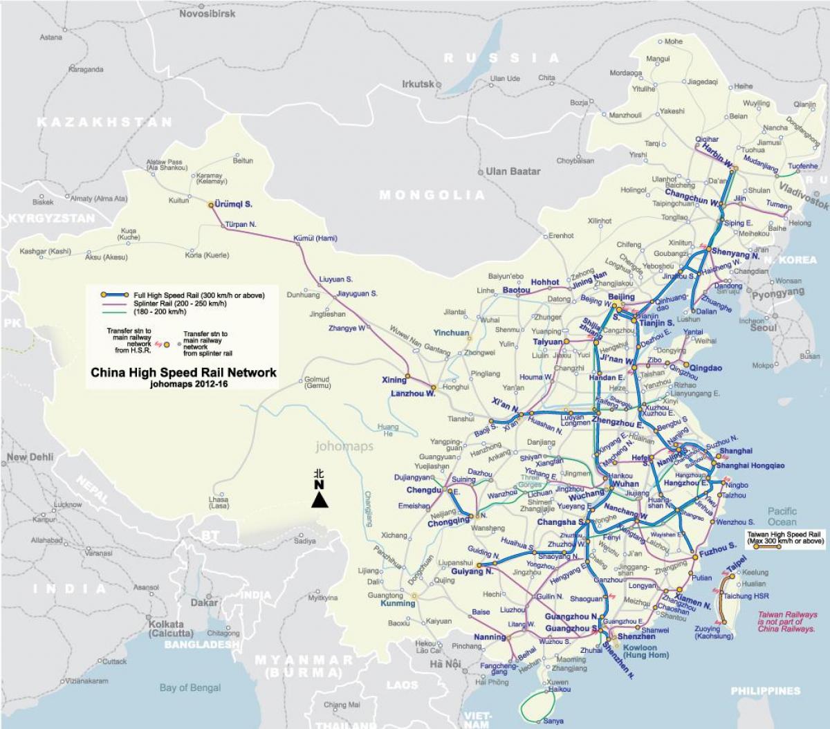 high speed rail Kiina kartta