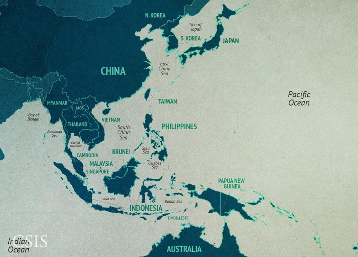 kartta etelä-Kiinan meren alueella