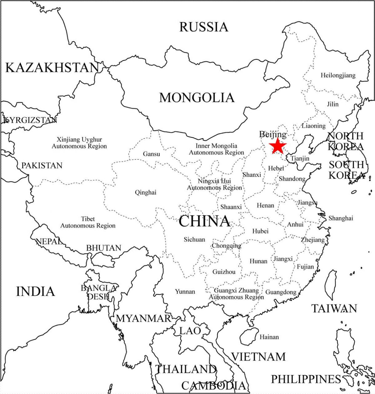 kartta kiinan maakunnissa