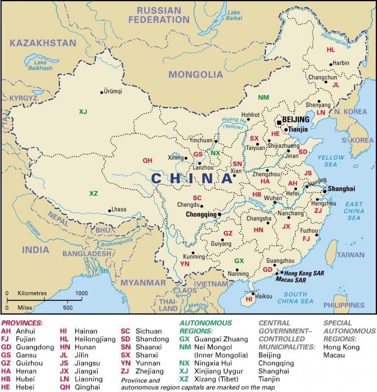 maakunnissa Kiina kartta