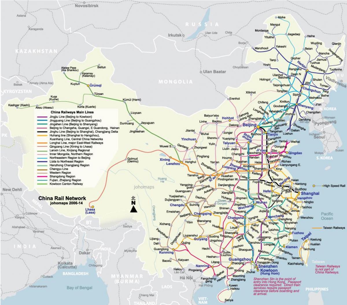 Kiinan nopea juna kartta
