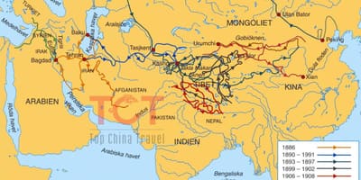 Kartta silk road muinaisessa Kiinassa