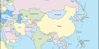 Kartta Kiinan ja naapurimaiden