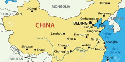 Keltainen meri Kiinan kartta