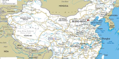 Kiinan tiet kartta