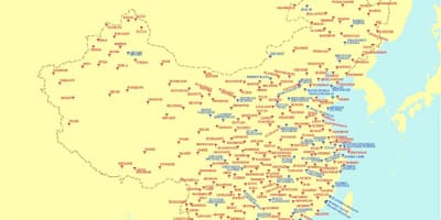 Kiinan lentokentät kartta